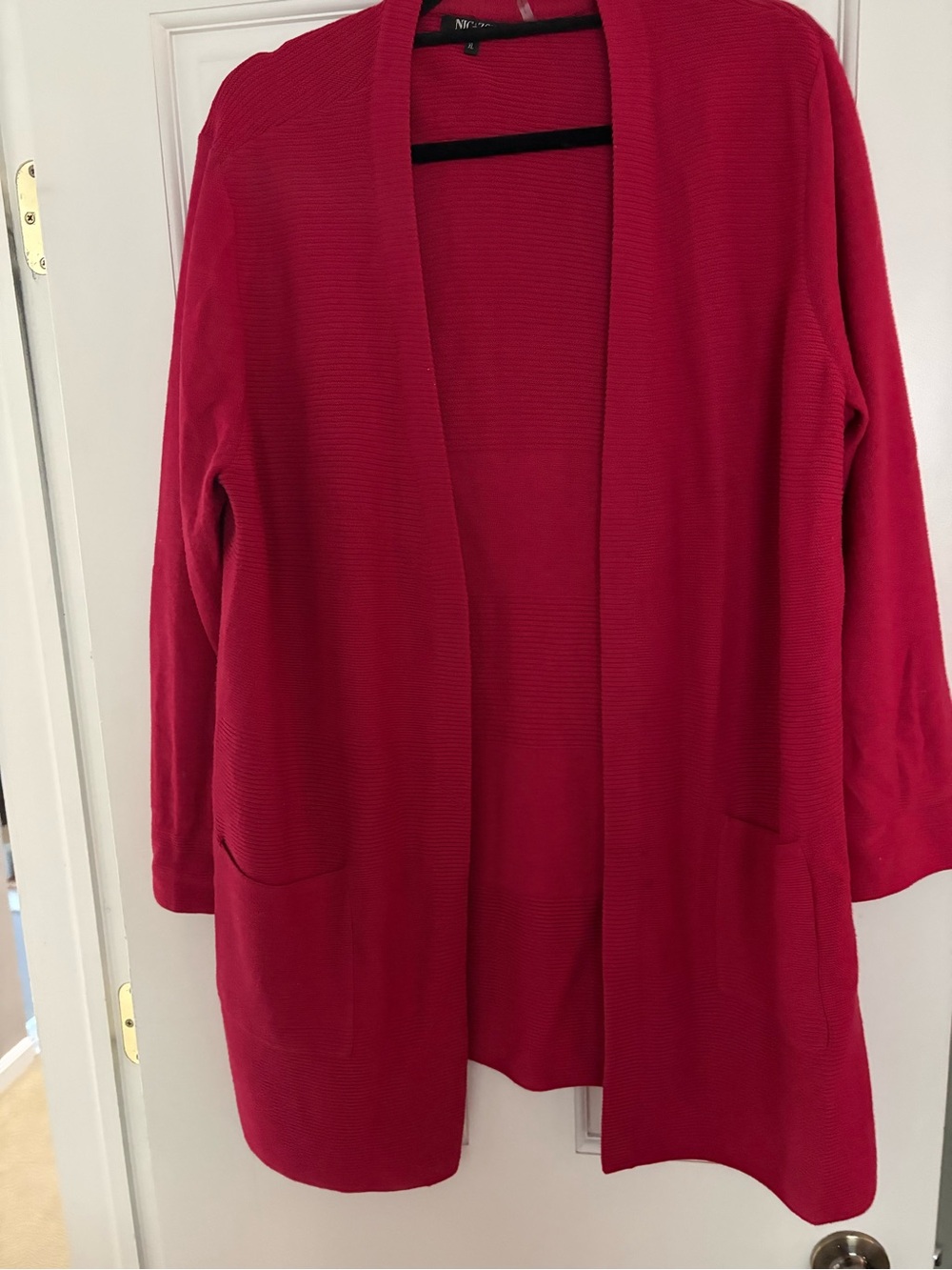 NIC+ZOE Open-Front Red Cardigan